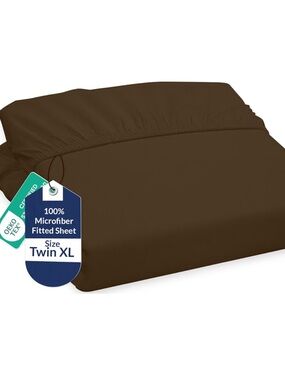 NEW Twin XL Dark Chocolate Brown Fitted Microfiber Sheet